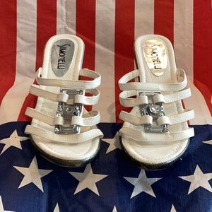 Simonelli Slip on wedges, cushioned, Size 8 1/2, pre-owned.